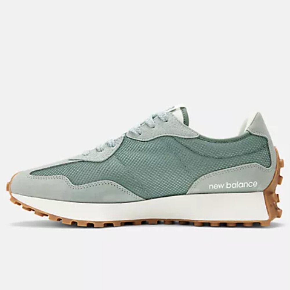 NEW BALANCE 327 Unisex RARE Casual Sneakers Shoes Green with White various sizes - Picture 8 of 14